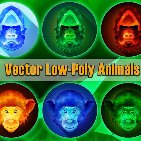 Vector LowPoly Gorilla and Monkey cover image.