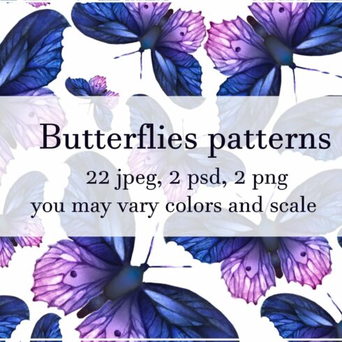 Seamless summer butterflies patterns cover image.