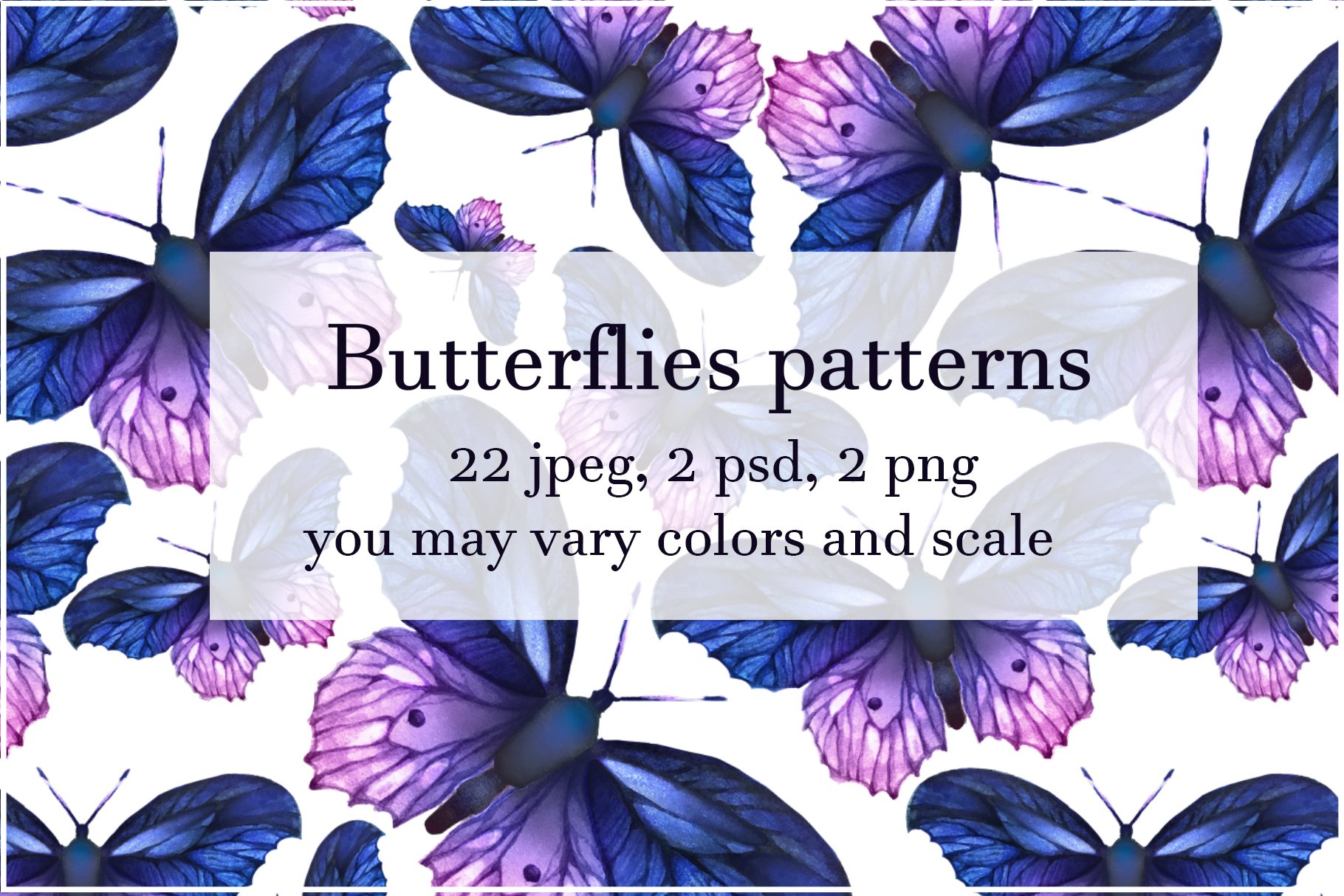 Seamless summer butterflies patterns cover image.