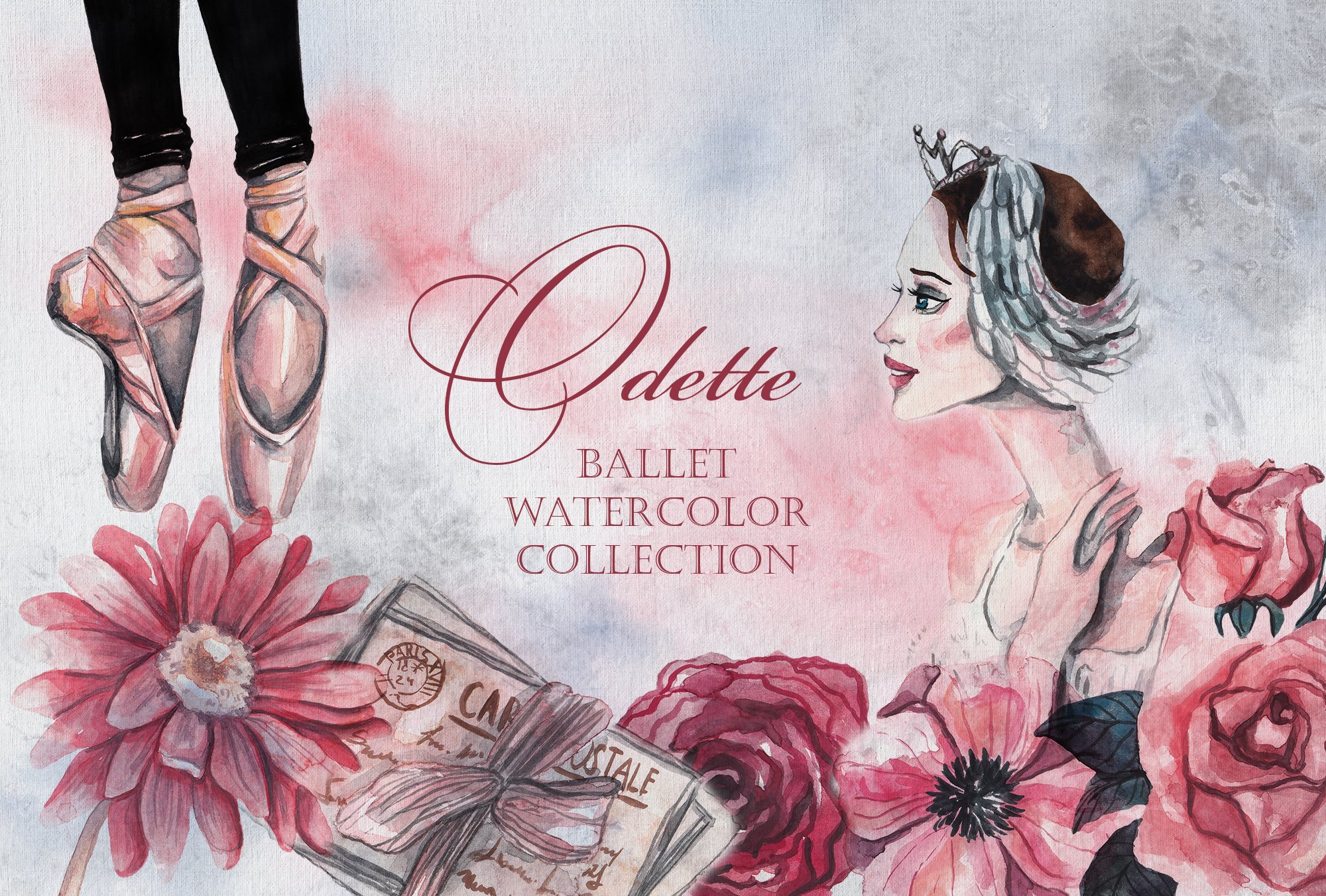 Odette. Ballet watercolor collection cover image.
