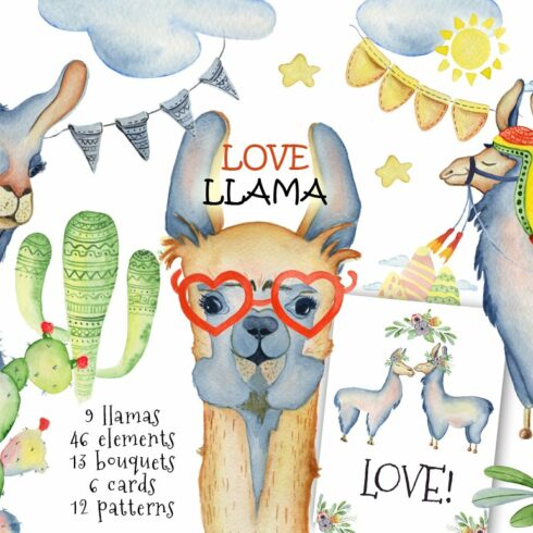 Watercolor llamas cover image.
