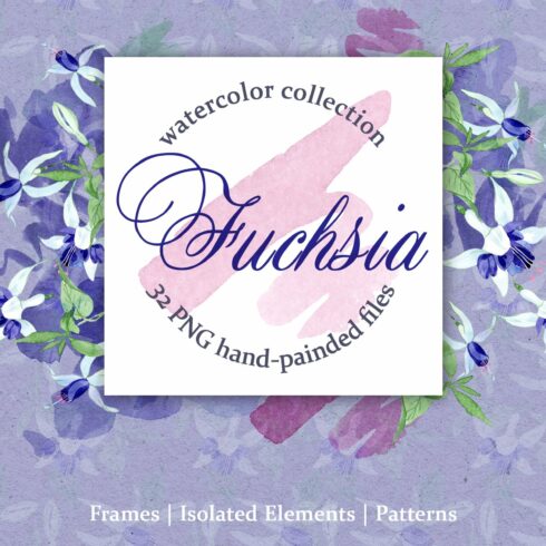 Fuchsia blue Watercolor png cover image.