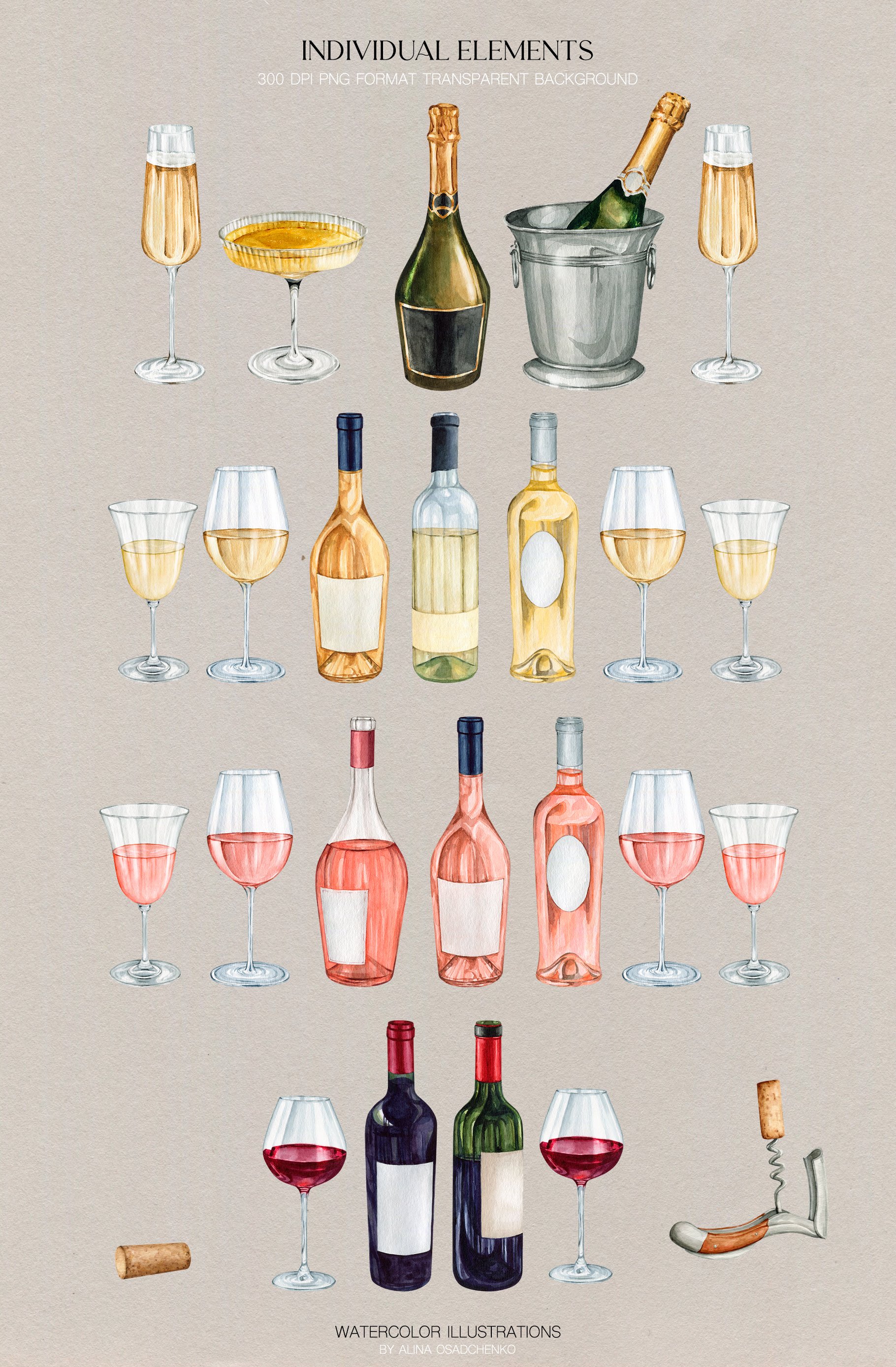 Wine Stories watercolor illustration preview image.