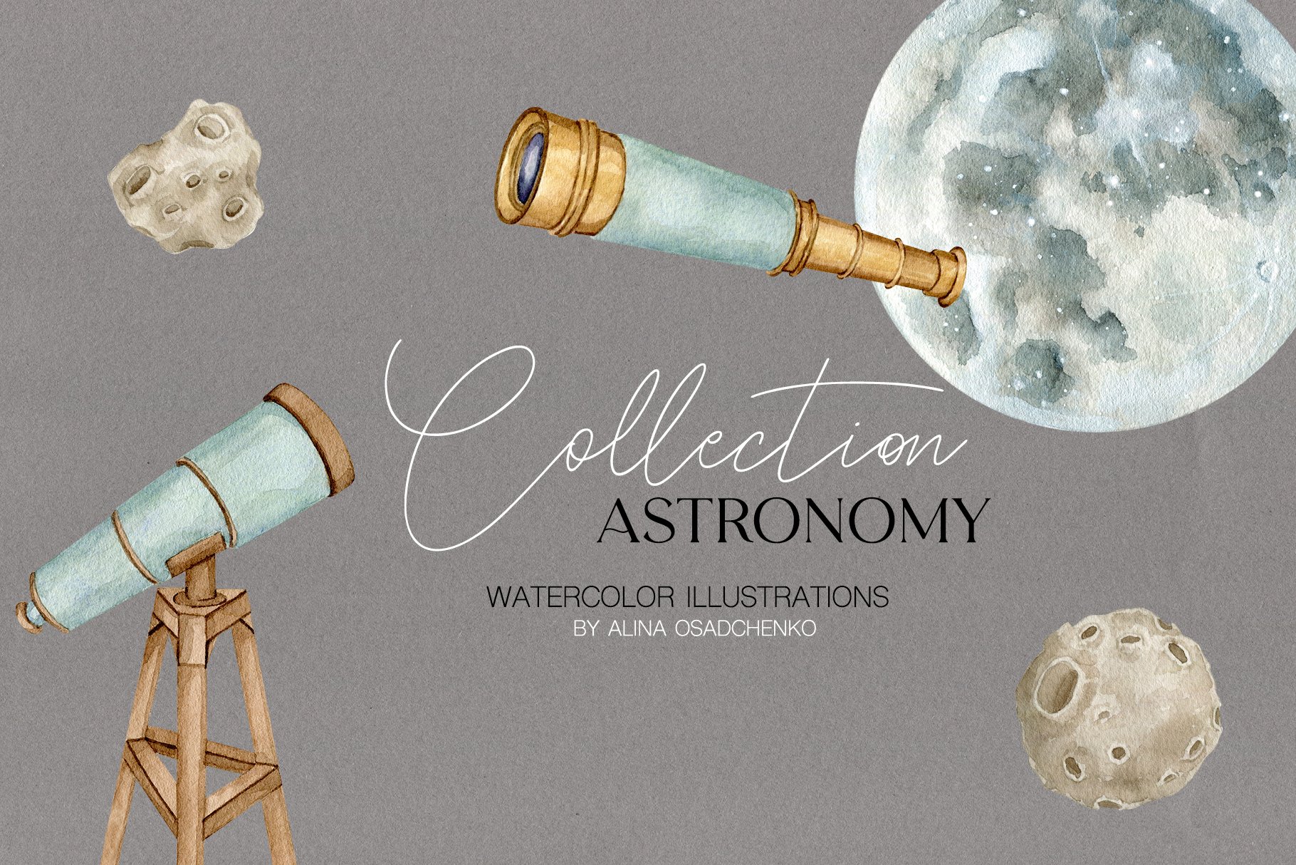 Astronomy watercolor collection cover image.