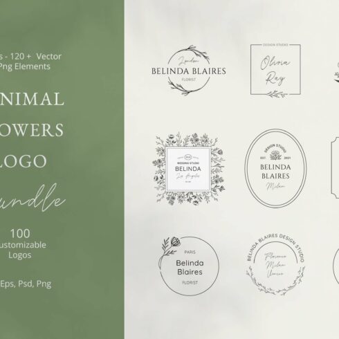 Minimal Flowers Logo Bundle cover image.