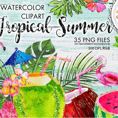 Tropical Summer Clip Art cover image.