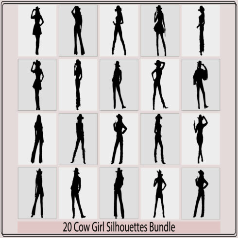 cowgirl riding a horse and throwing lasso,Woman with a cowboy hatwoman cowboy black and white vector silhouette design set cover image.