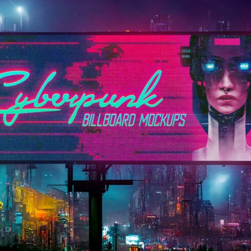 Cyberpunk Billboard Mockups cover image.