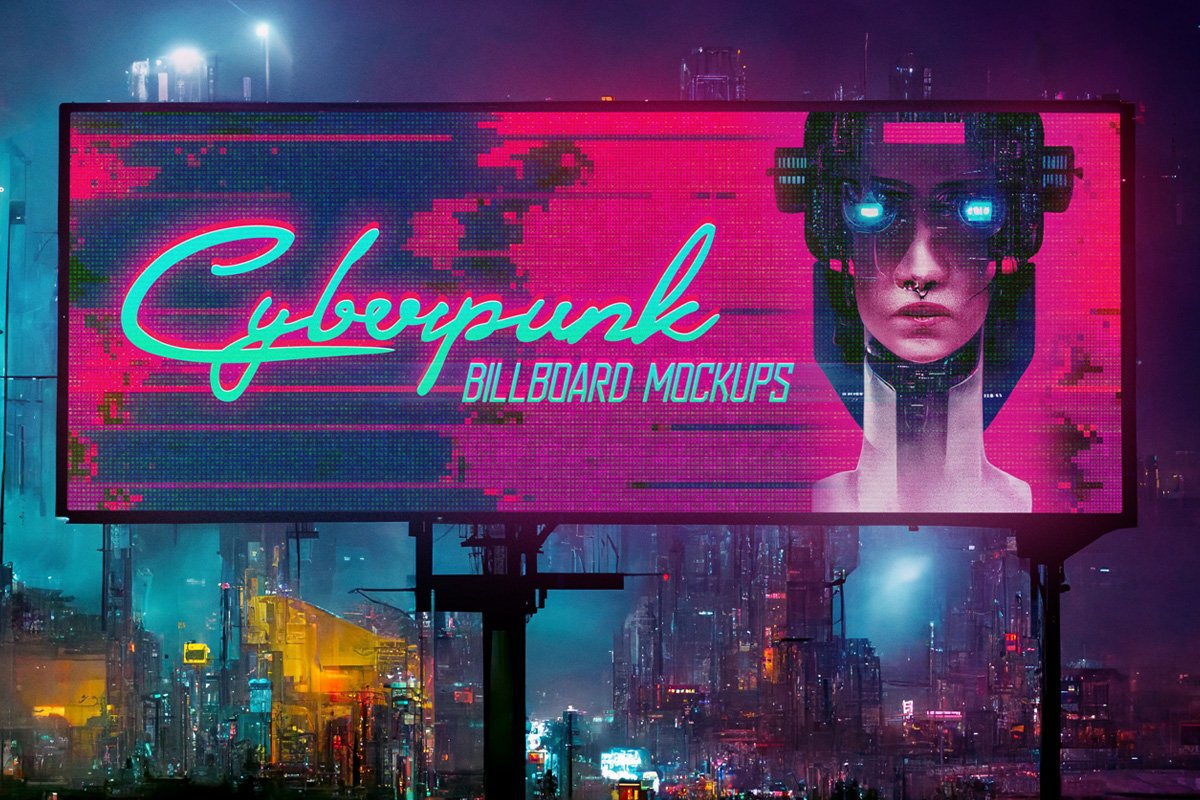 Cyberpunk Billboard Mockups cover image.