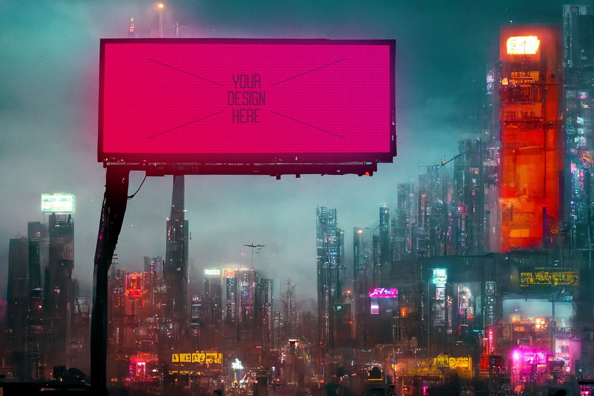 Cyberpunk Billboard Mockups preview image.