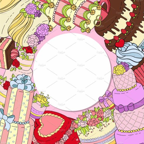 Wedding delicious cake round pattern cover image.