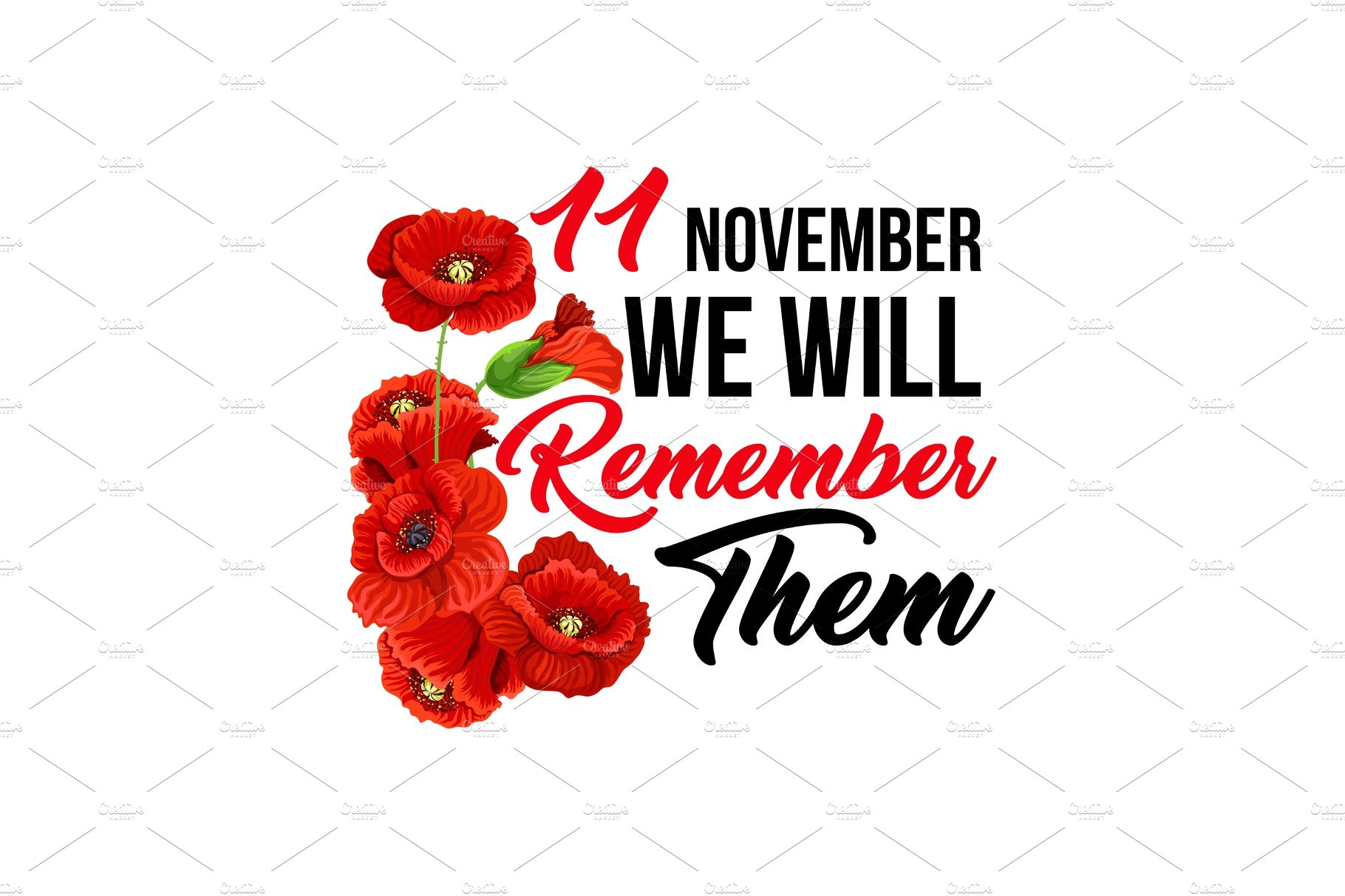 11 November poppy remembrance day vector icons cover image.