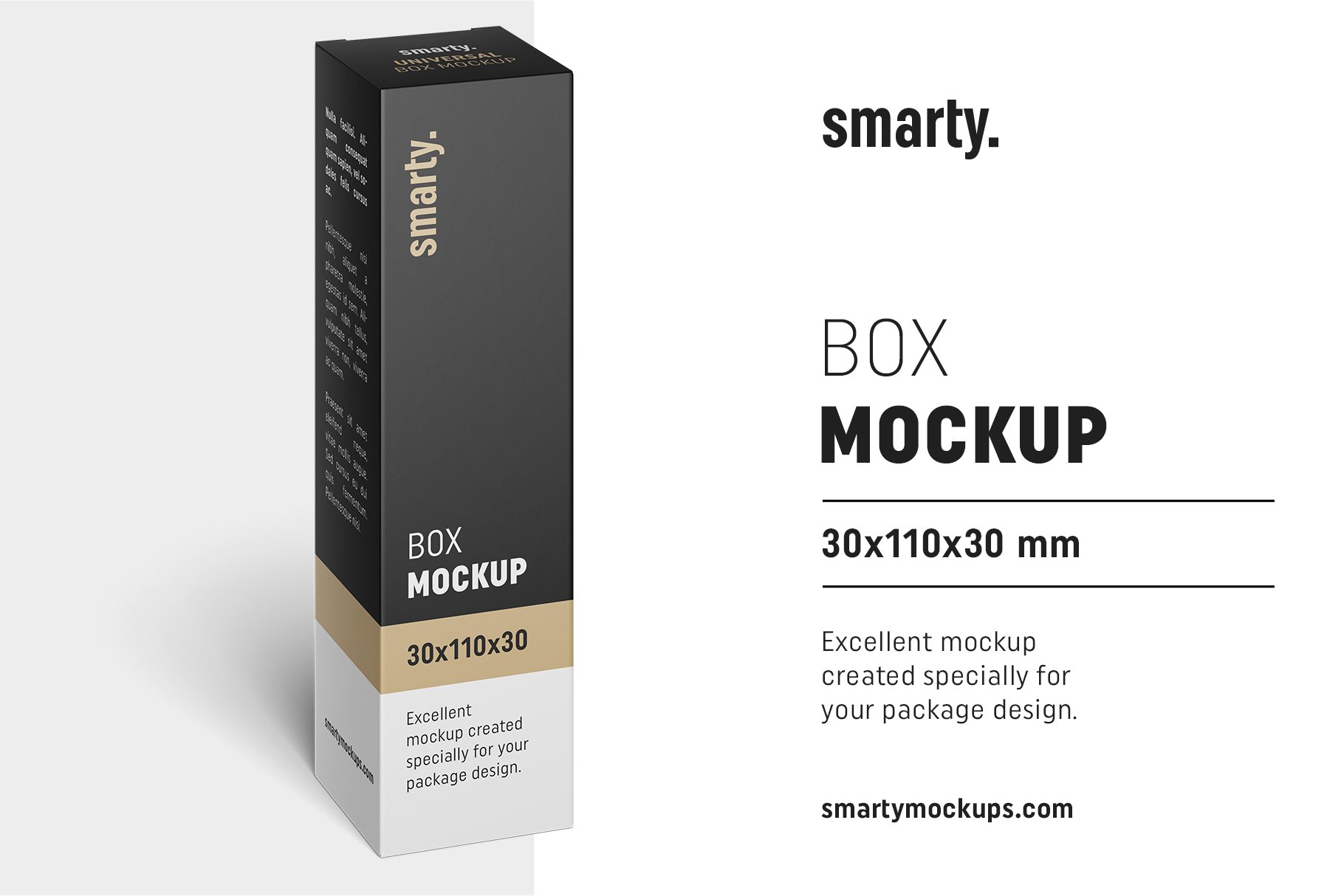 Box mockup / 30x110x30 mm cover image.