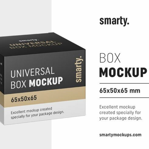 Box mockup / 65x50x65 mm cover image.