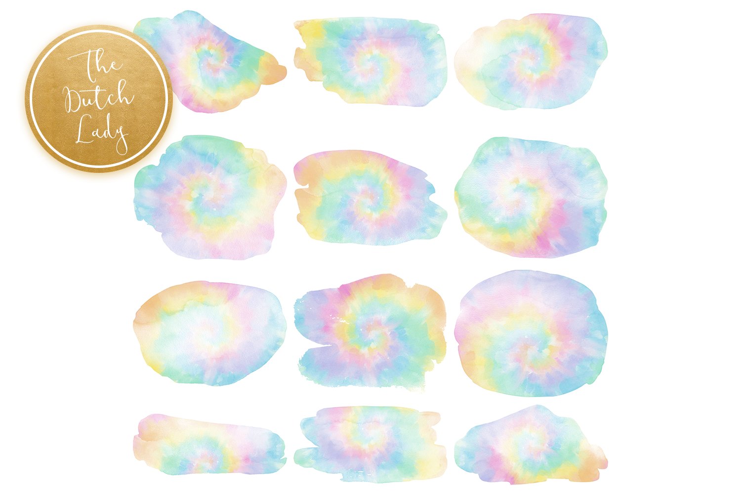 Rainbow Tie Dye Watercolor Smears preview image.