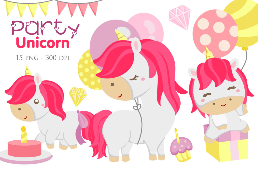 Cute Pink Unicorn Fantasy Horse Birthday - MasterBundles