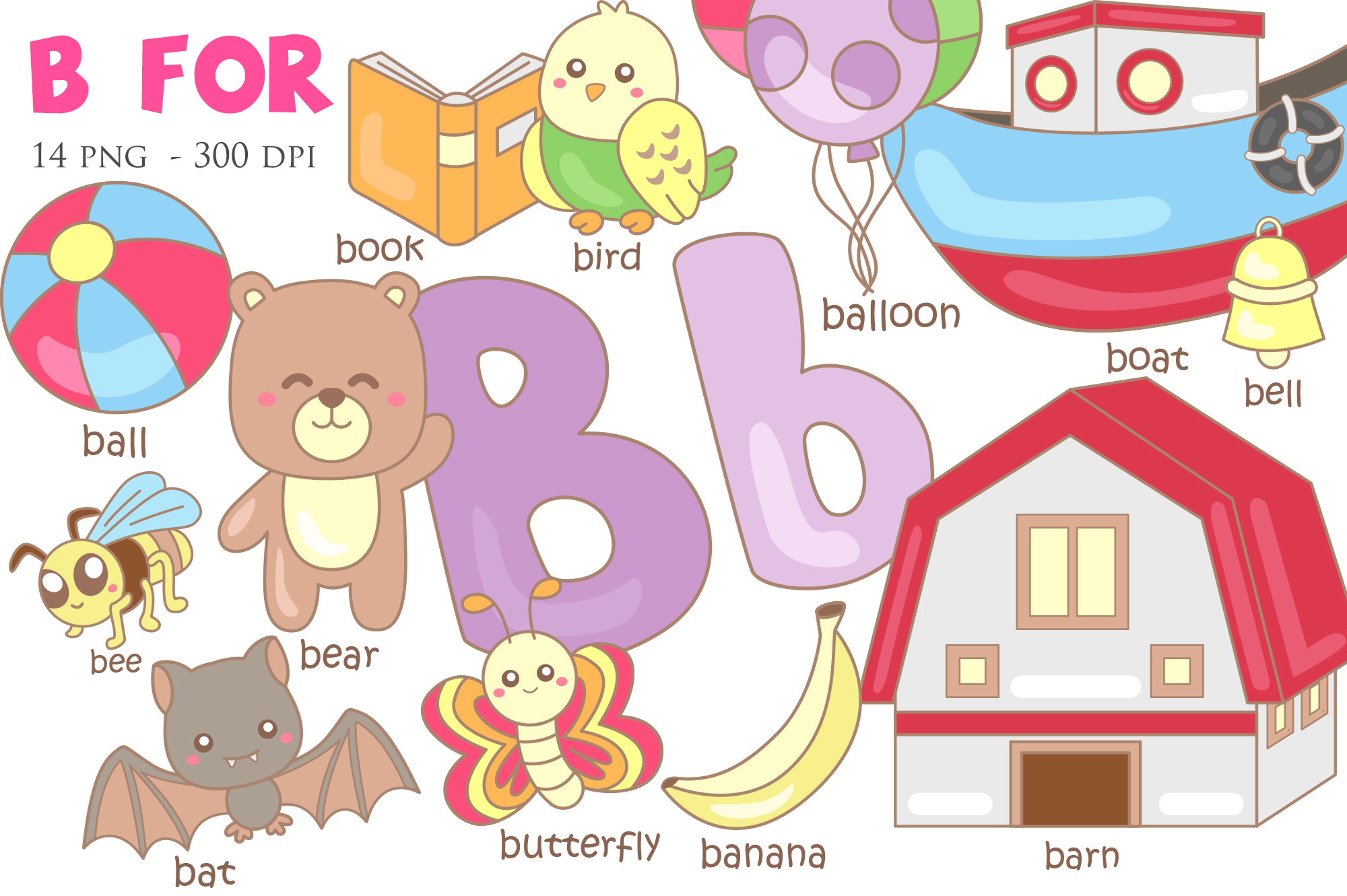 FREE* Letter B Words and Pictures Printable Cards: Ball, Bed, Balloon,  Banana (Color)