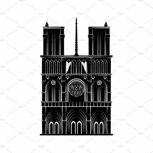 Notre Dame Cathedral black on white cover image.