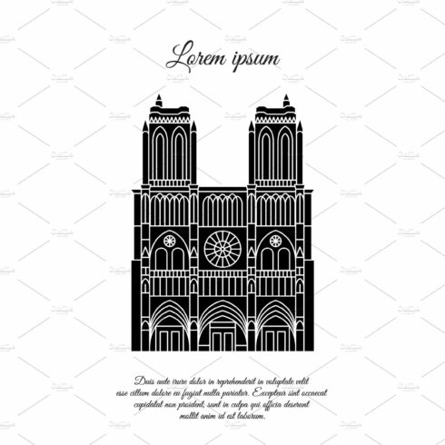 Notre Dame de Paris black vector. cover image.