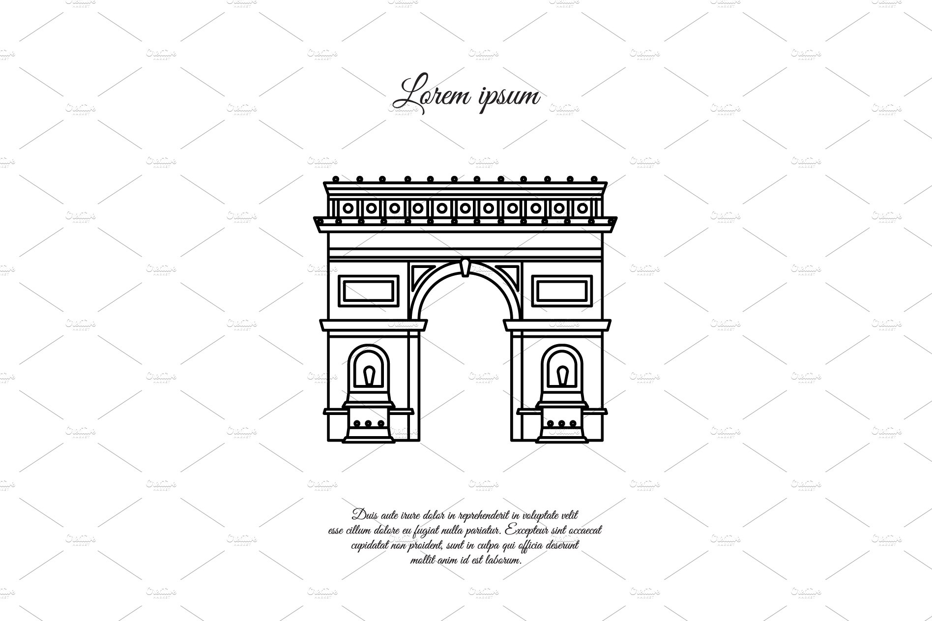 Arc de Triomphe in Paris vector line cover image.