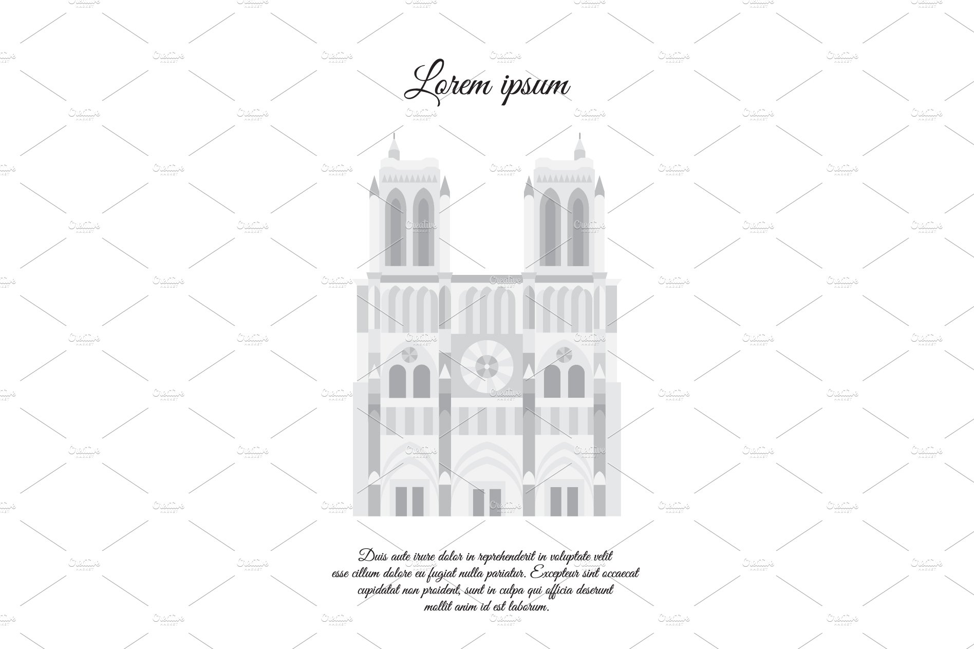 Notre Dame de Paris gray vector. cover image.