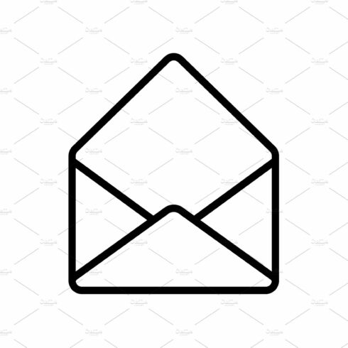 Web line icon. Open envelope black cover image.
