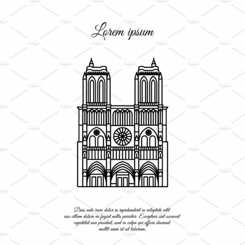 Notre Dame de Paris line vector. cover image.