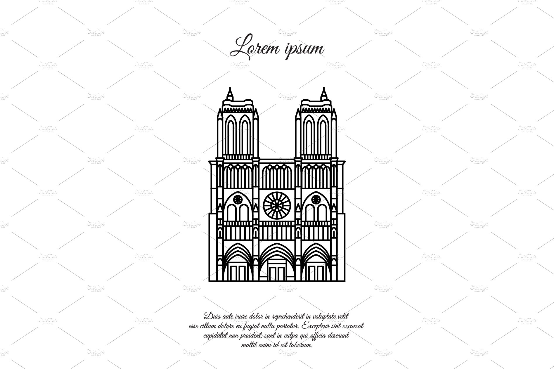 Notre Dame de Paris line vector. cover image.