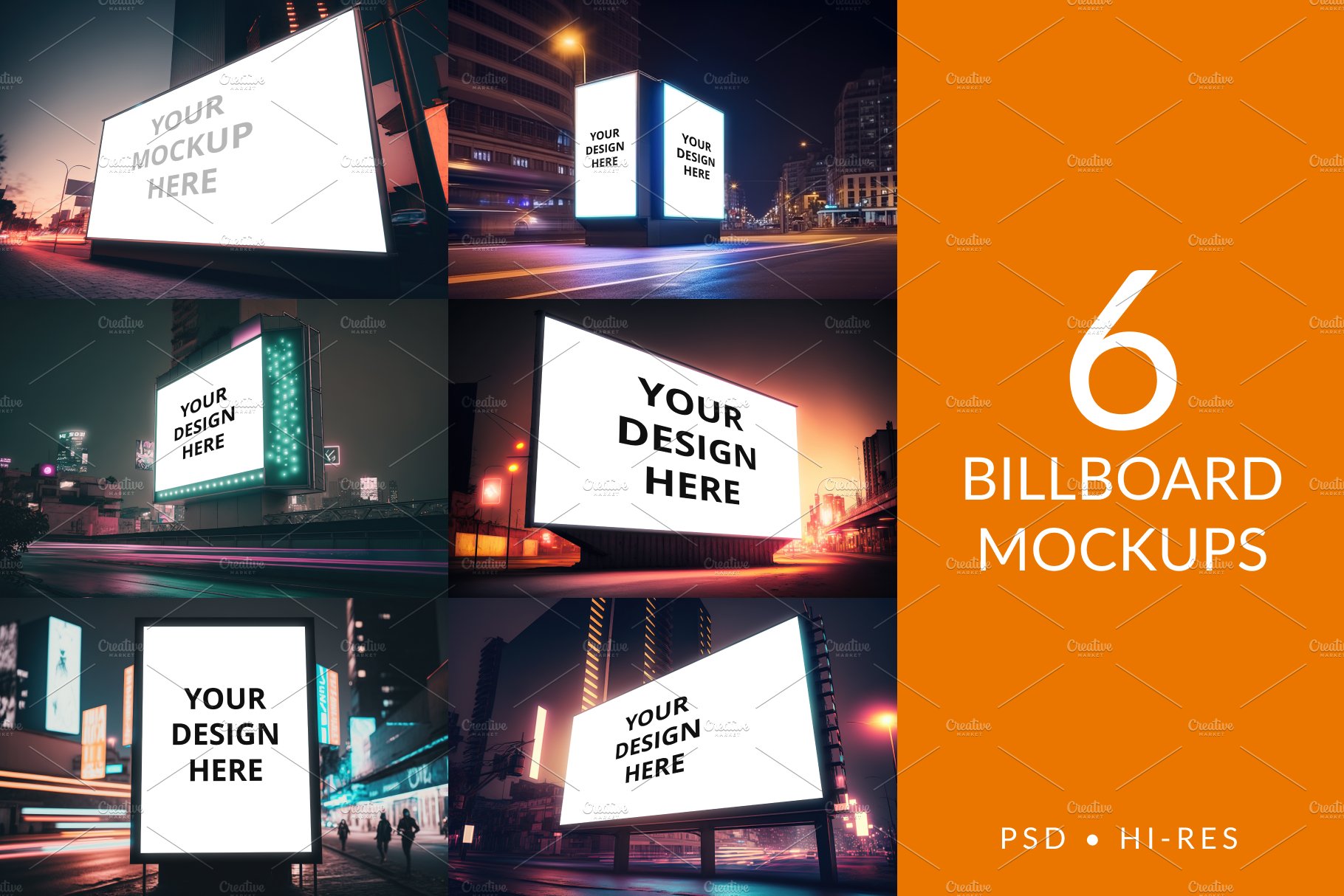 Night City Neon Billboard Mockups cover image.