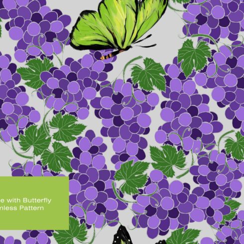 Grape with Butterfly | Seamless cover image.