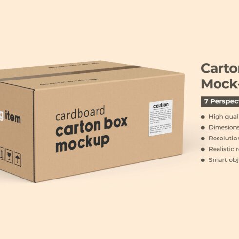 Rectangle Carton Box Mockup cover image.