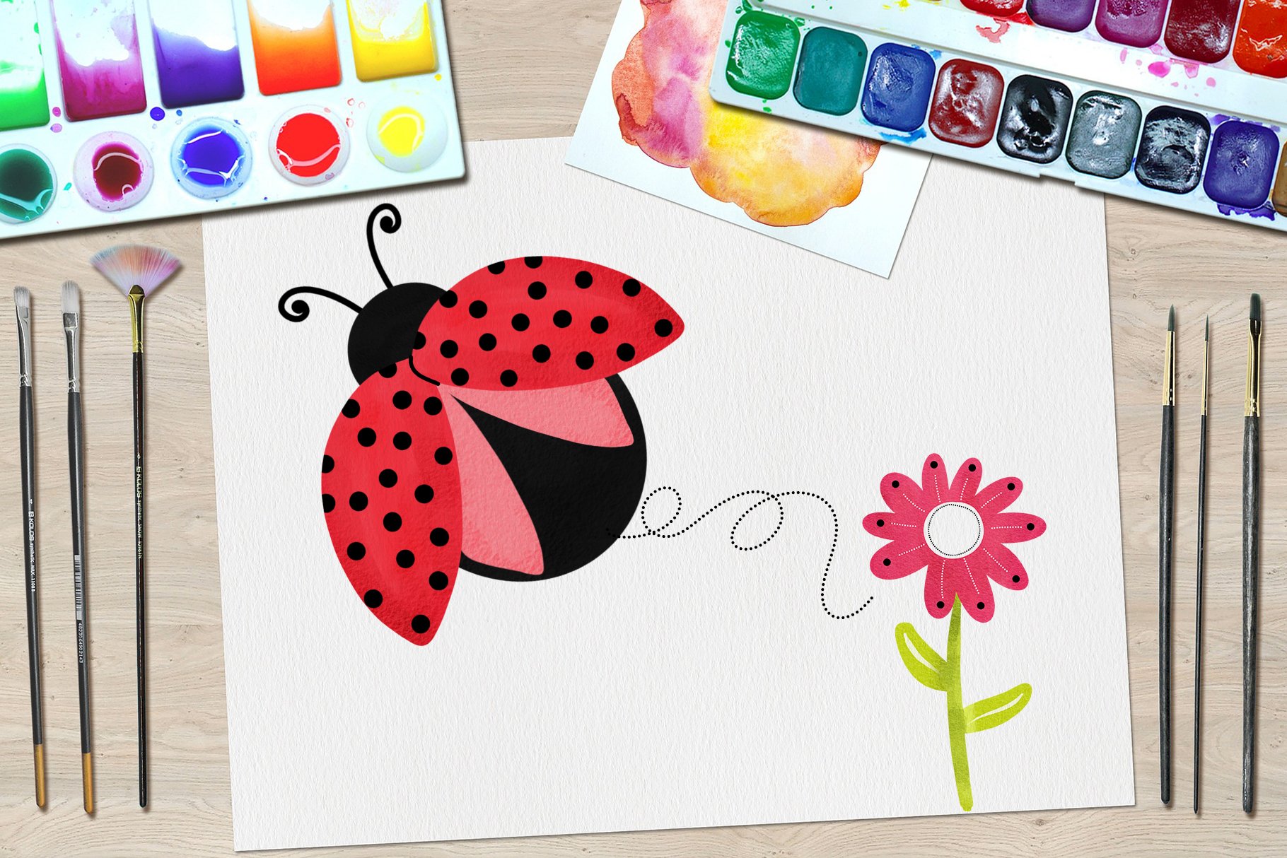 Ladybug Digital Clipart preview image.