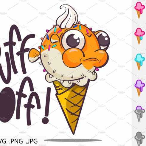 Funny Puffer Fish Ice Cream Cone cover image.