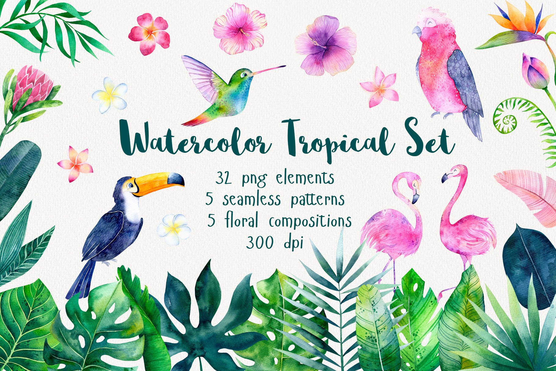 Watercolor Tropical Set cover image.