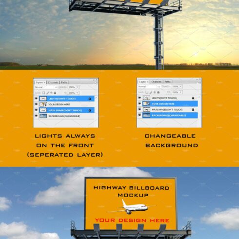 Realistic Highway Billboard Mockup cover image.