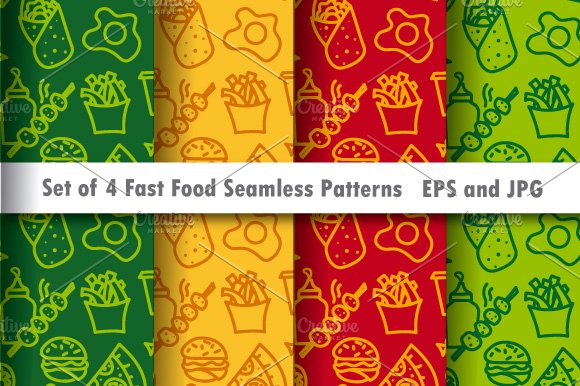 Fast Food Seamless Patterns cover image.