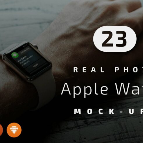 23 Apple Watch Real Photo Mockups cover image.