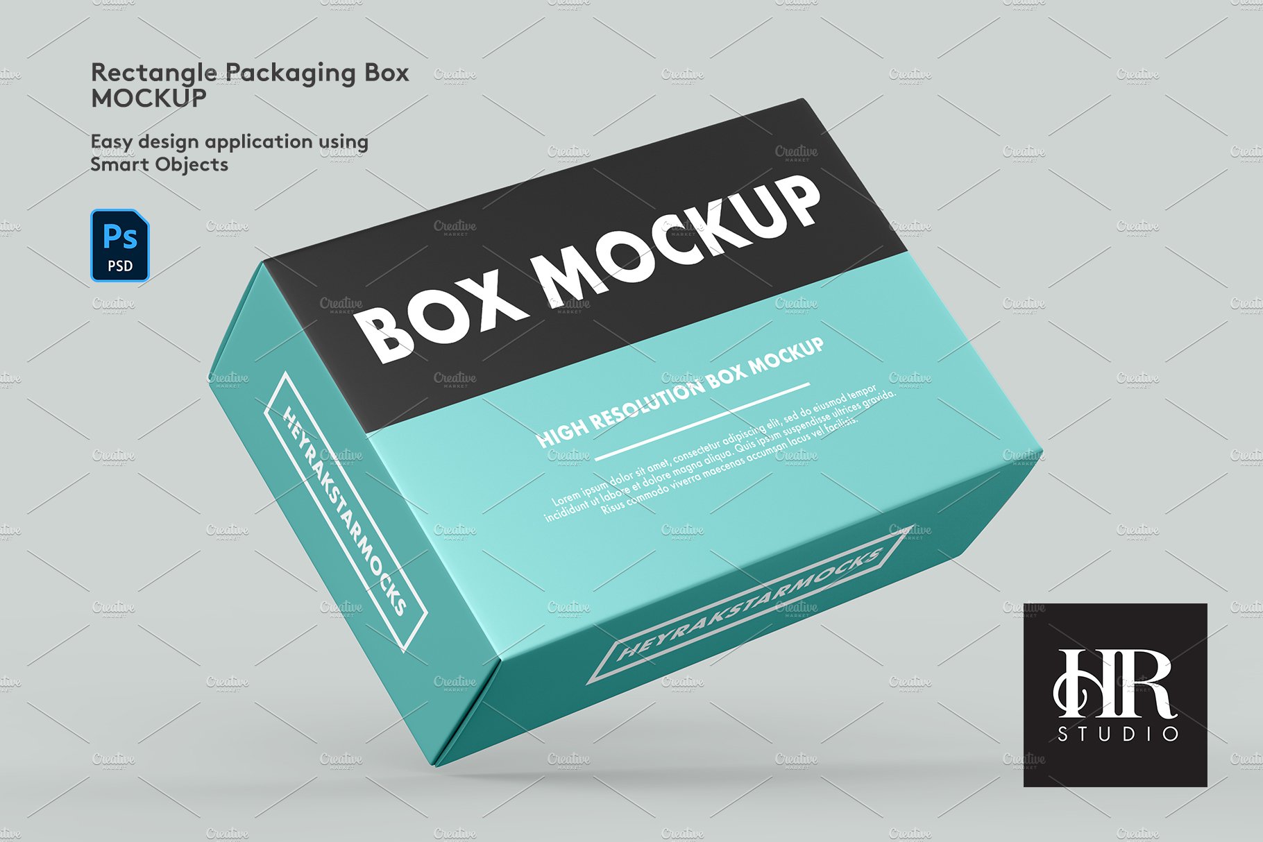 Rectangle Packaging Box Mockup cover image.