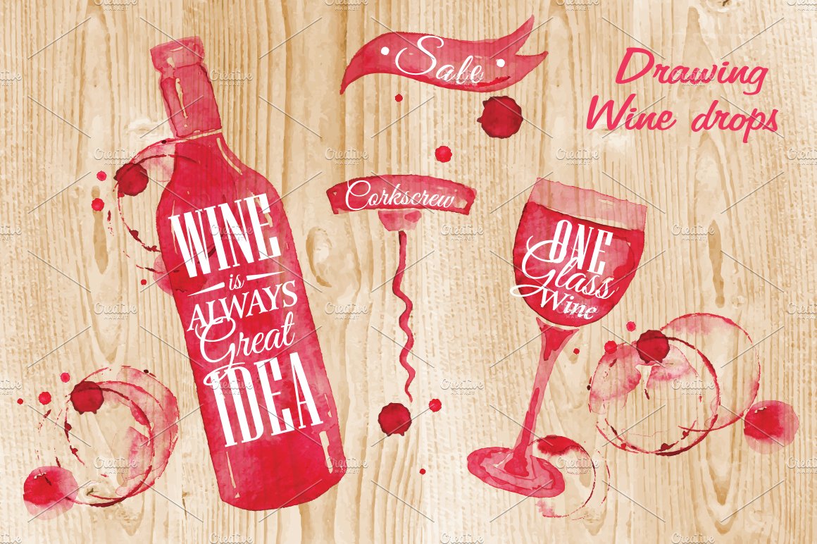 Drawing wine drops preview image.