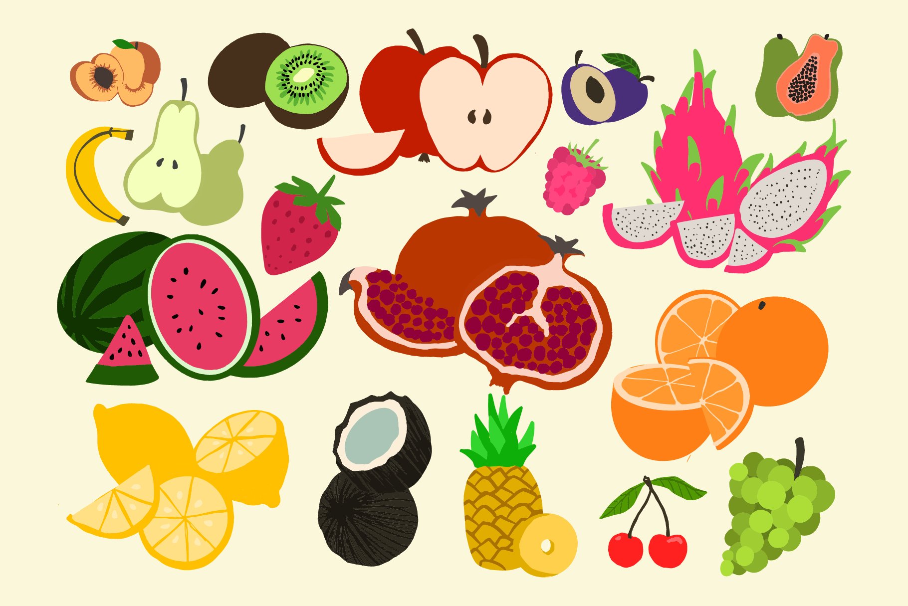 Hand-drawn Fruit Illustrations preview image.