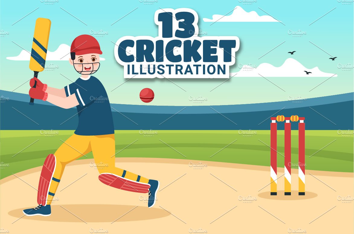 13 Cricket Sport Illustration cover image.