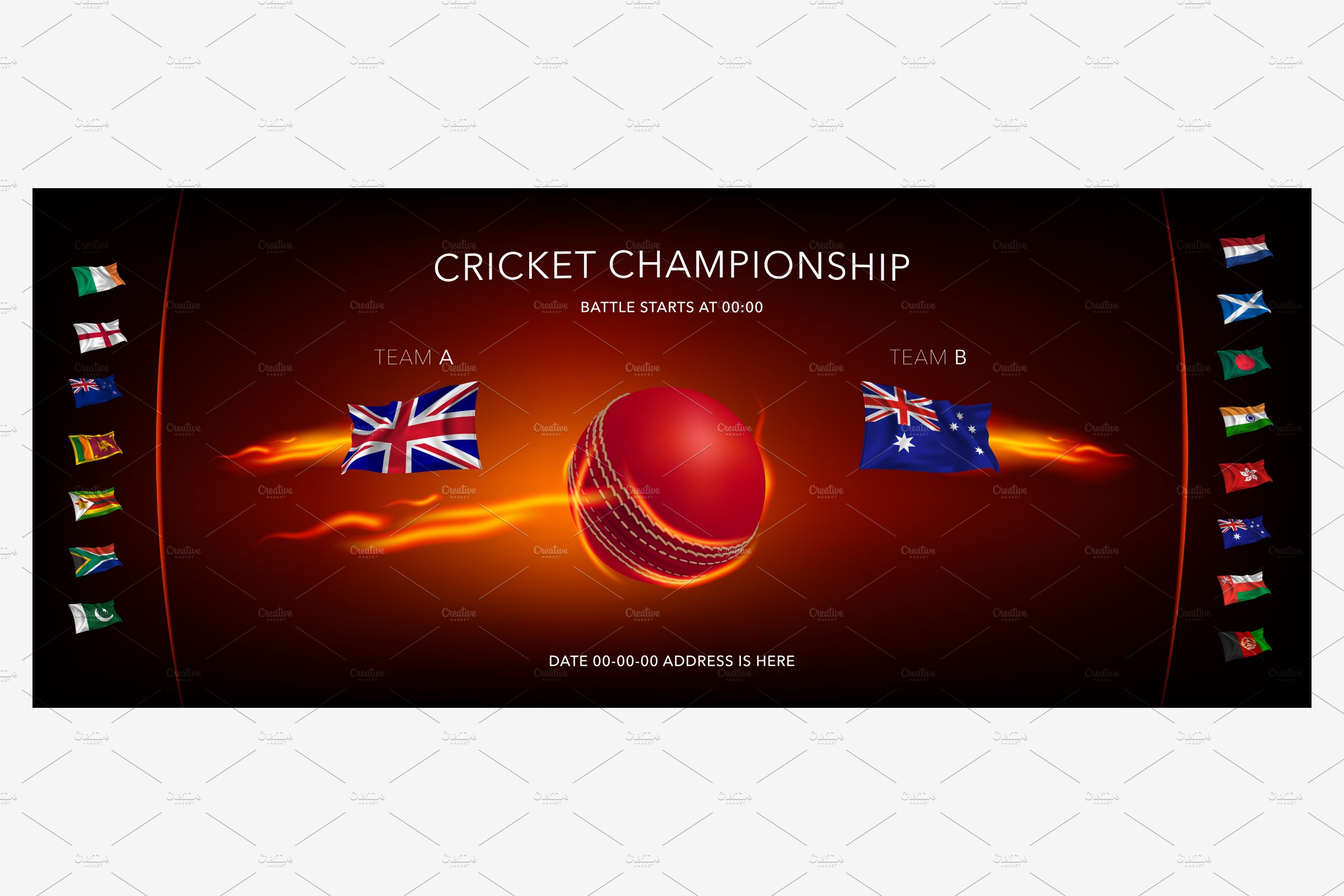 Cricket game vector background cover image.