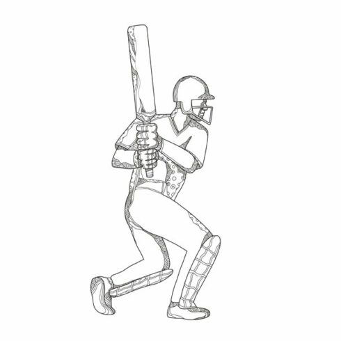 Cricket Batsman Batting Doodle Art cover image.