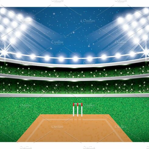 Cricket Stadium with Neon Lights. cover image.