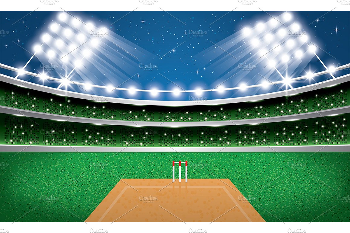 Cricket Stadium with Neon Lights. cover image.