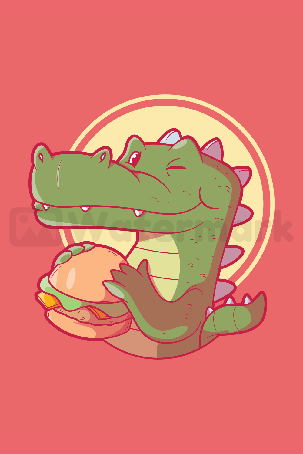 Crocodile eating a Burger! pinterest preview image.