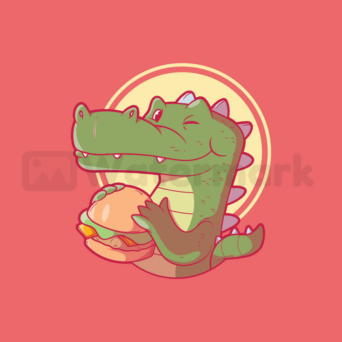 Crocodile eating a Burger! cover image.