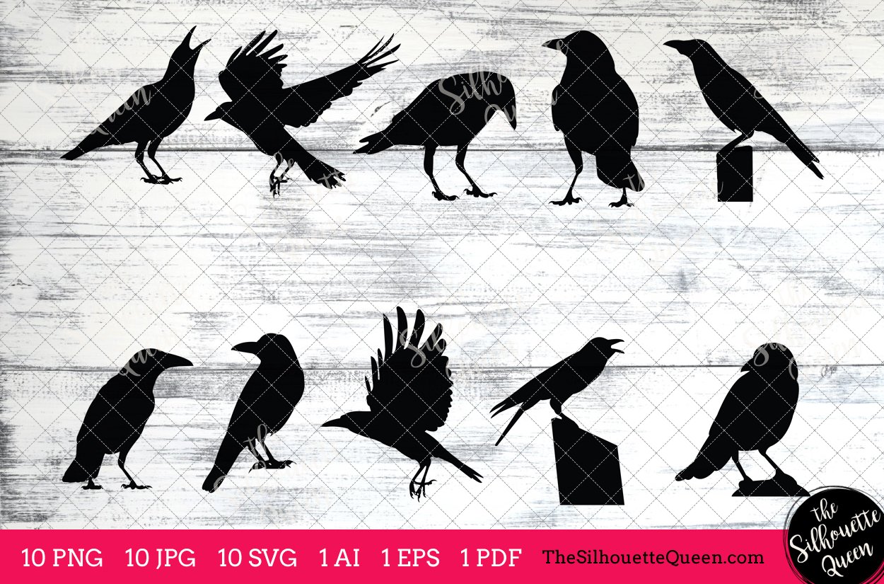 Crow Silhouette Clipart Vector preview image.