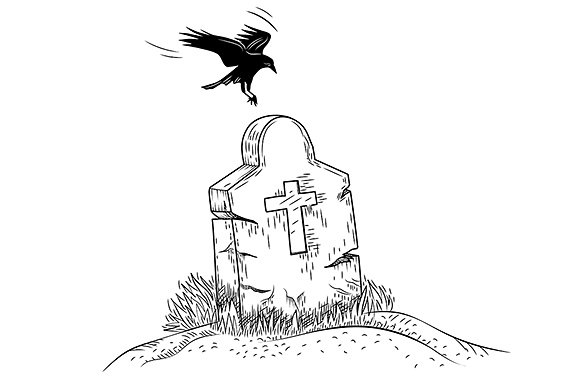 Crow on Grave, Handdrawn Style cover image.