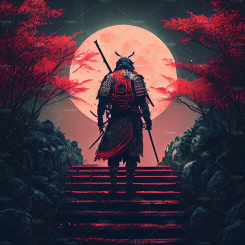 silhouette of a Japanese warrior samurai in forest cover image.